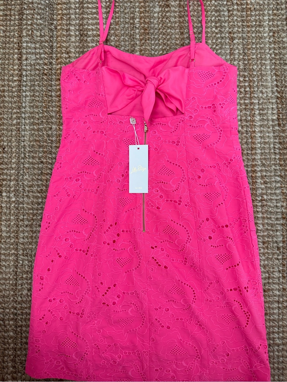 Lilly Pulitzer Hot Pink Eyelet Spaghetti-Strap Dress - Picture 4 of 5
